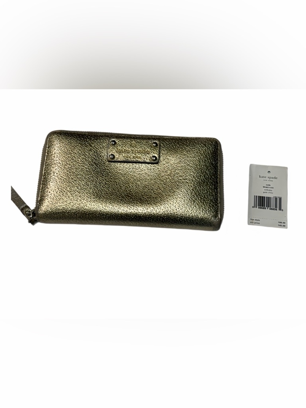 Kate Spade New York Wellesley Neda Metallic Gold Leather Zip Around Wallet